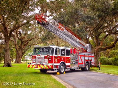 Midway Fire District Pawley's Island SC fire trucks E-ONE Cyclone II HP78 quint oak trees with hanging moss #larryshapiro Larry Shapiro photographer shapirophotography.net